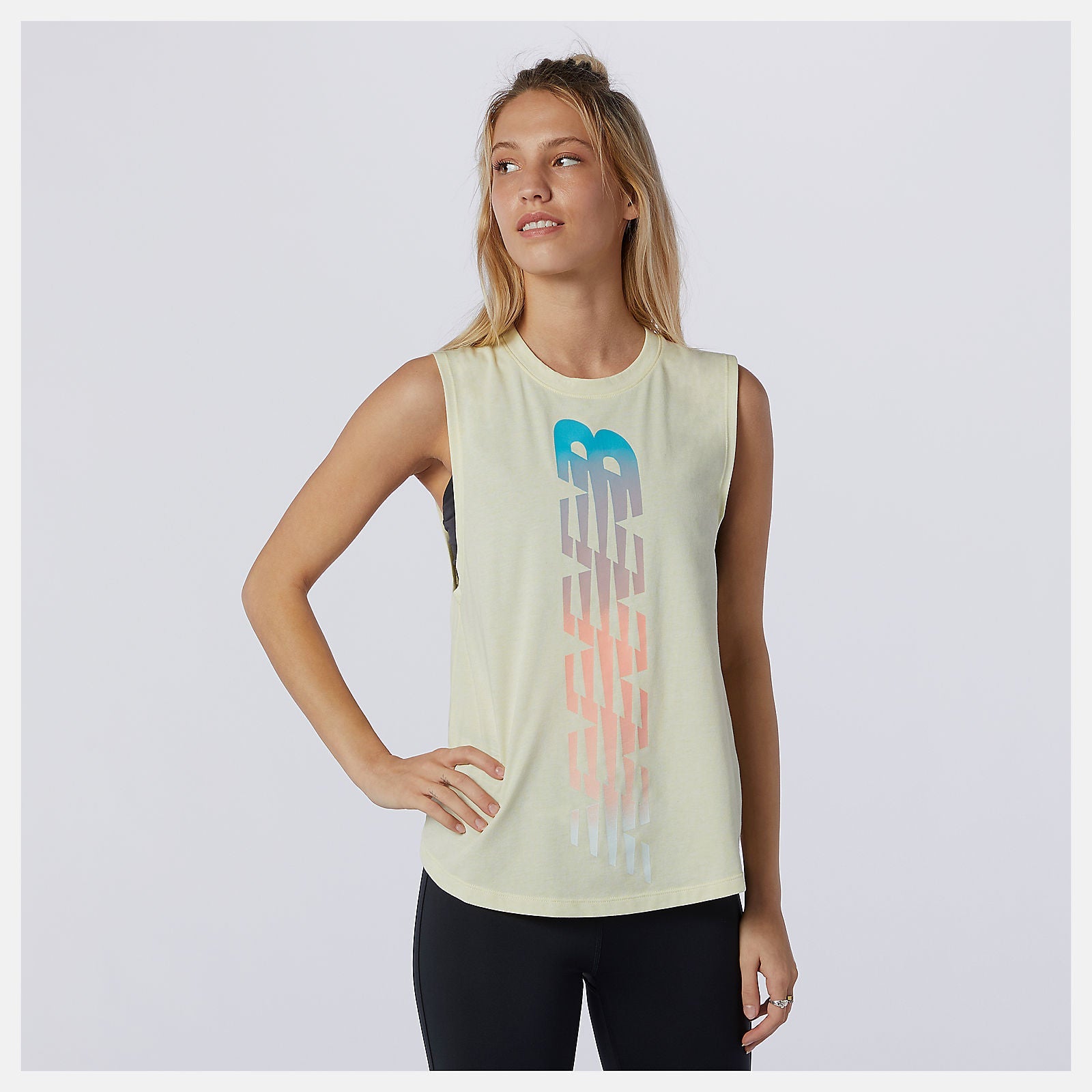 Relentless Cinched Back Graphic Tank | New Balance Clothing Lemon Haze Heather - Women
