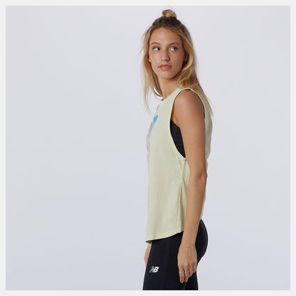 Relentless Cinched Back Graphic Tank | New Balance Clothing Lemon Haze Heather - Women