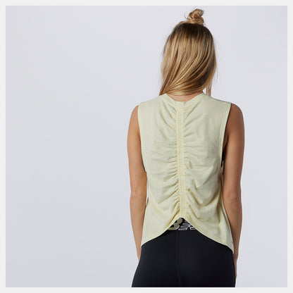 Relentless Cinched Back Graphic Tank | New Balance Clothing Lemon Haze Heather - Women