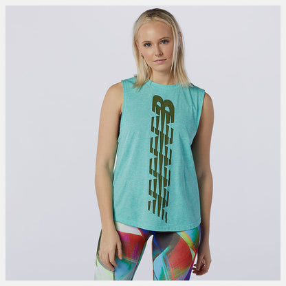 Relentless Cinched Back Graphic Tank | New Balance Clothing Summer Jade - Women