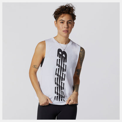 Relentless Cinched Back Graphic Tank | New Balance Clothing White - Women