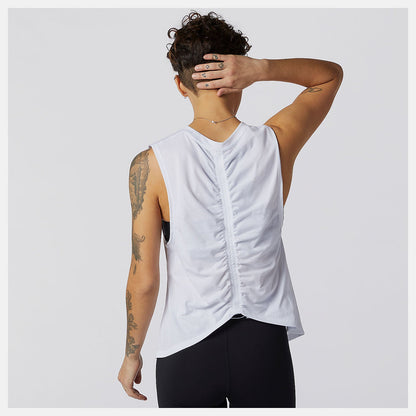 Relentless Cinched Back Graphic Tank | New Balance Clothing White - Women