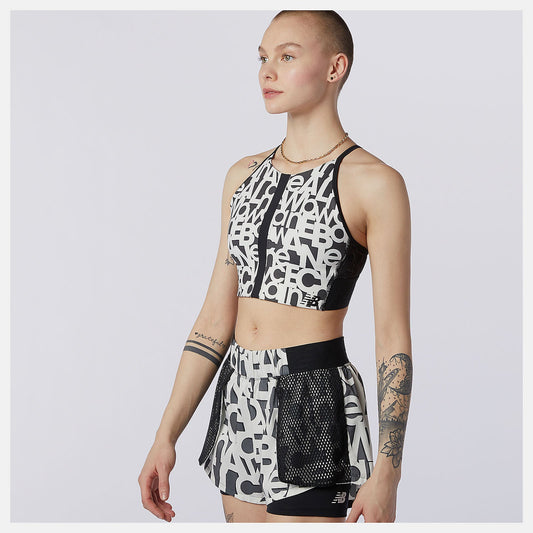 Relentless Printed Crop Top | New Balance Clothing White - Women