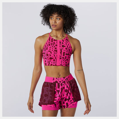 Relentless Printed Crop Top | New Balance Clothing Pink Glo - Women