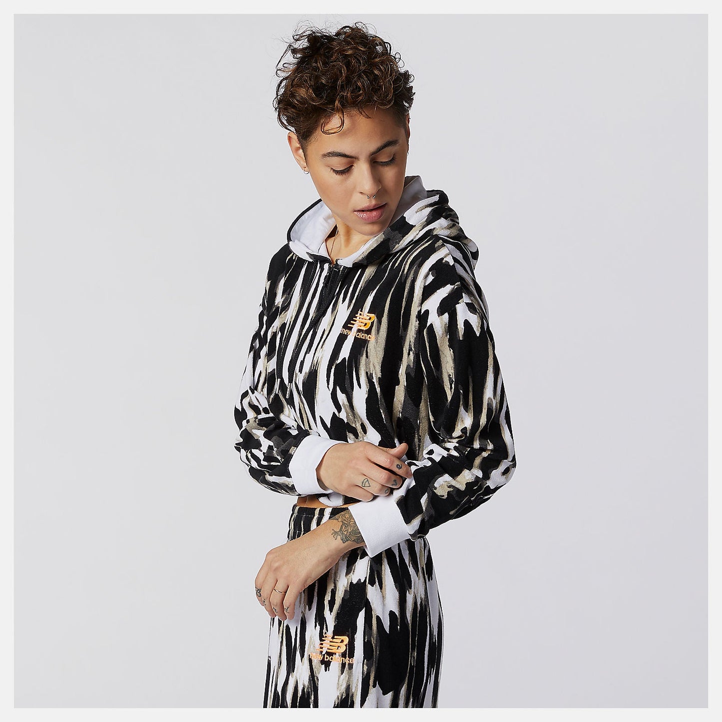NB Athletics Collide Printed Terry Hoodie | New Balance Clothing White Print - Women