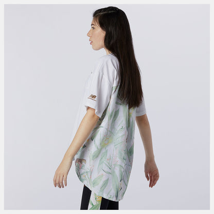NB Essentials Botanical Knit Woven Mix Tee | New Balance Clothing White - Women