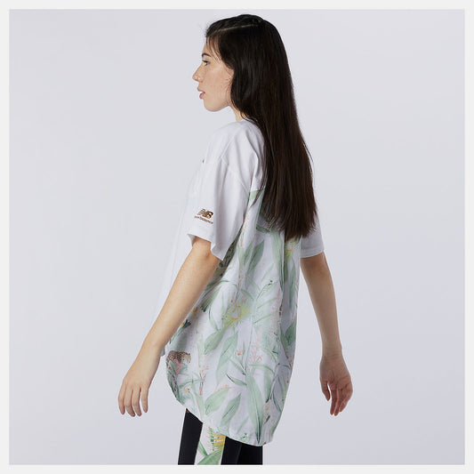 NB Essentials Botanical Knit Woven Mix Tee | New Balance Clothing White - Women