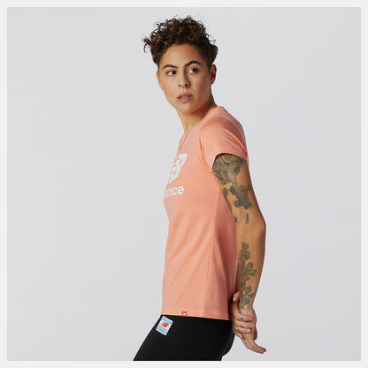 Essentials Stacked Logo Tee | New Balance Clothing Paradise Pink - Women