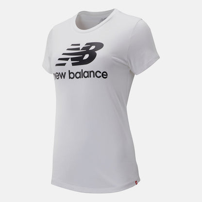 Essentials Stacked Logo Tee | New Balance Clothing White/Black - Women